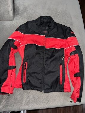 Women's Black & Red motorcycle jacket